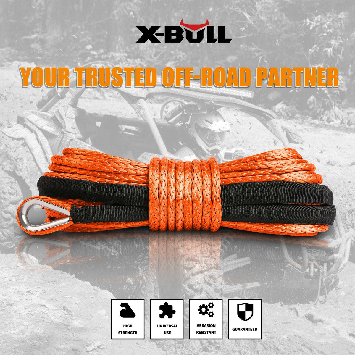 X-BULL SK75 Dyneema Synthetic Winch Rope 5.5mm x 13m, view 6