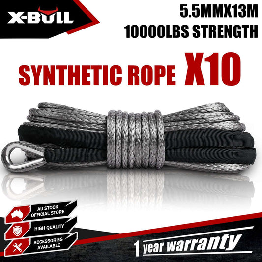 X-BULL SK75 Synthetic Winch Rope 5.5mm x 13m – 10 Pack