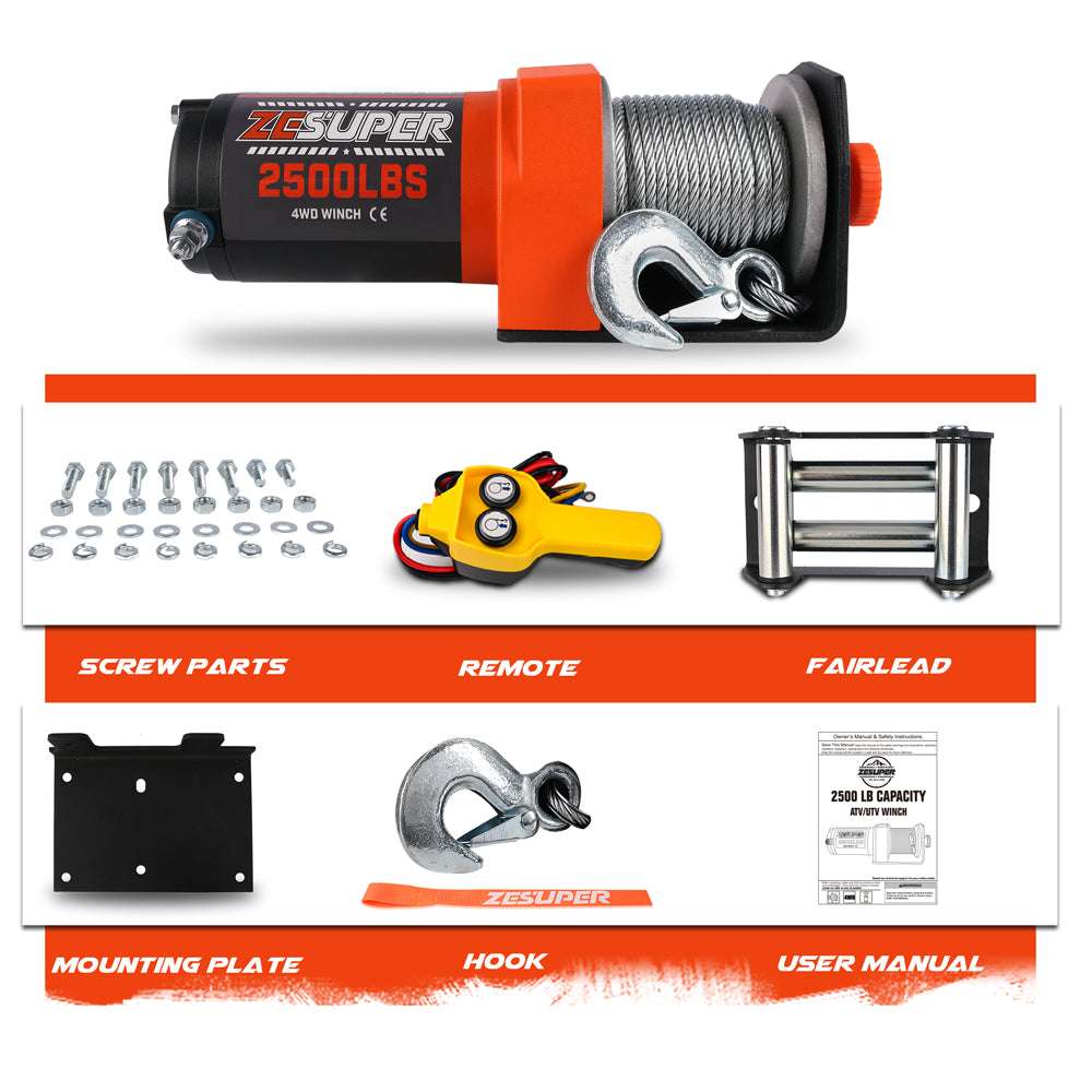 2500lb 12V Electric Winch with Steel Cable, view 3