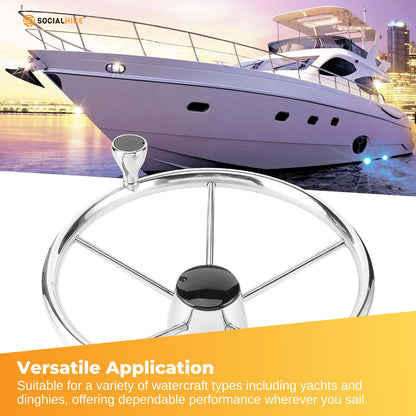 13.5" Stainless Steel Boat Steering Wheel 5-Spoke, view 4