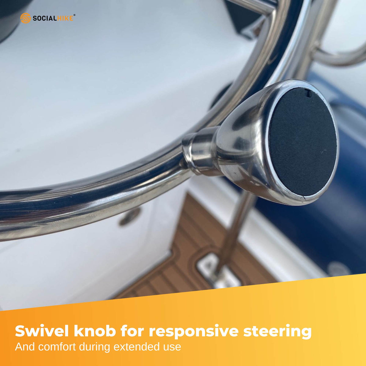 13.5" Stainless Steel Boat Steering Wheel 5-Spoke, view 6
