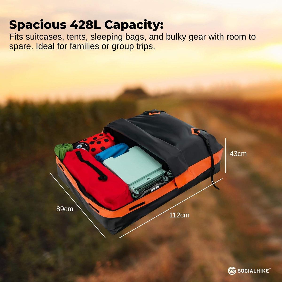 Social Hike Waterproof Rooftop Cargo Bag 428L, view 3