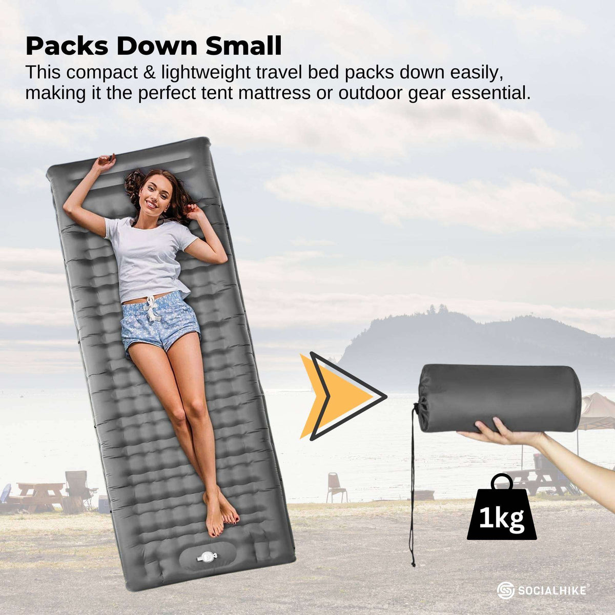 Social Hike Step-Inflating Camping Mattress 12cm