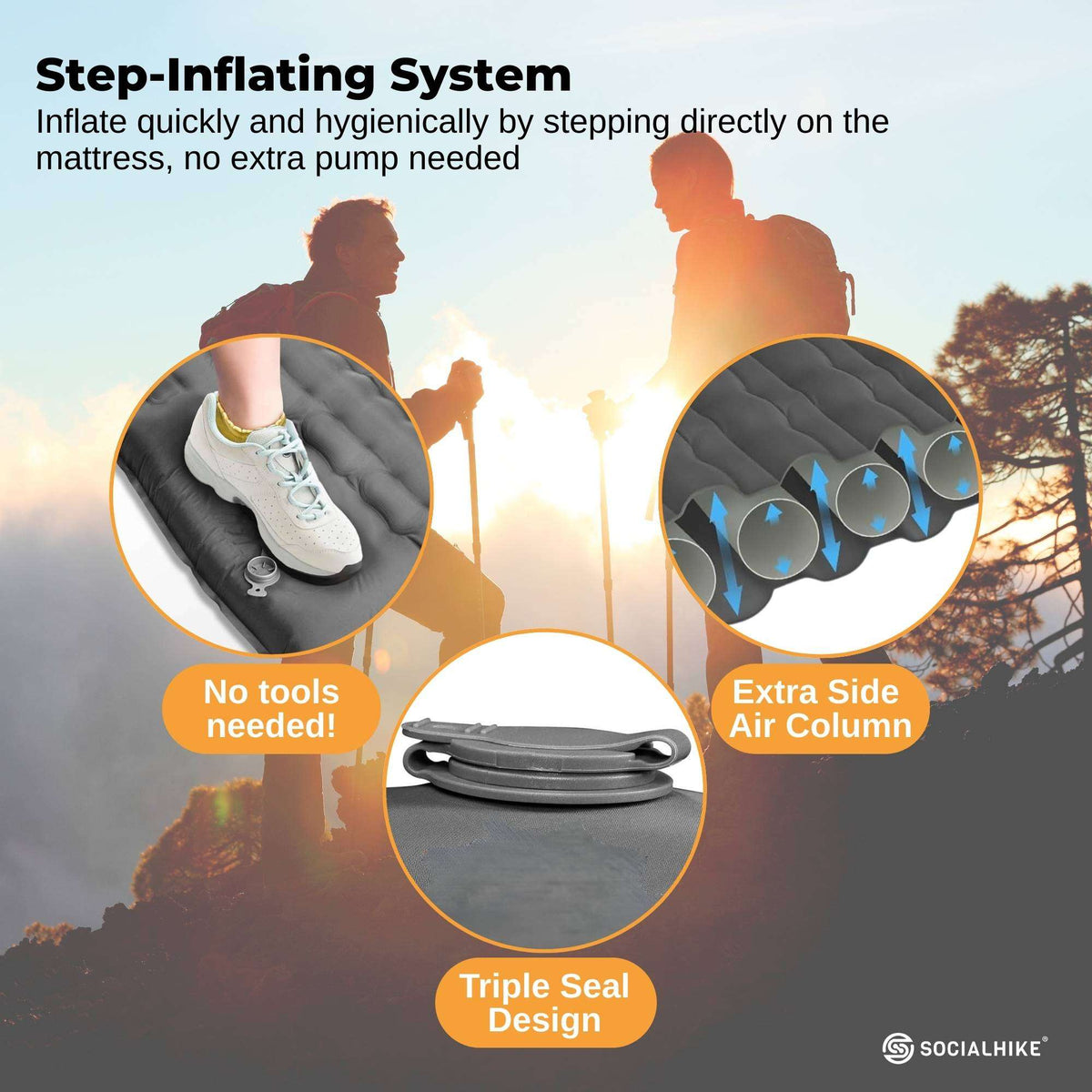 Social Hike Step-Inflating Camping Mattress 12cm