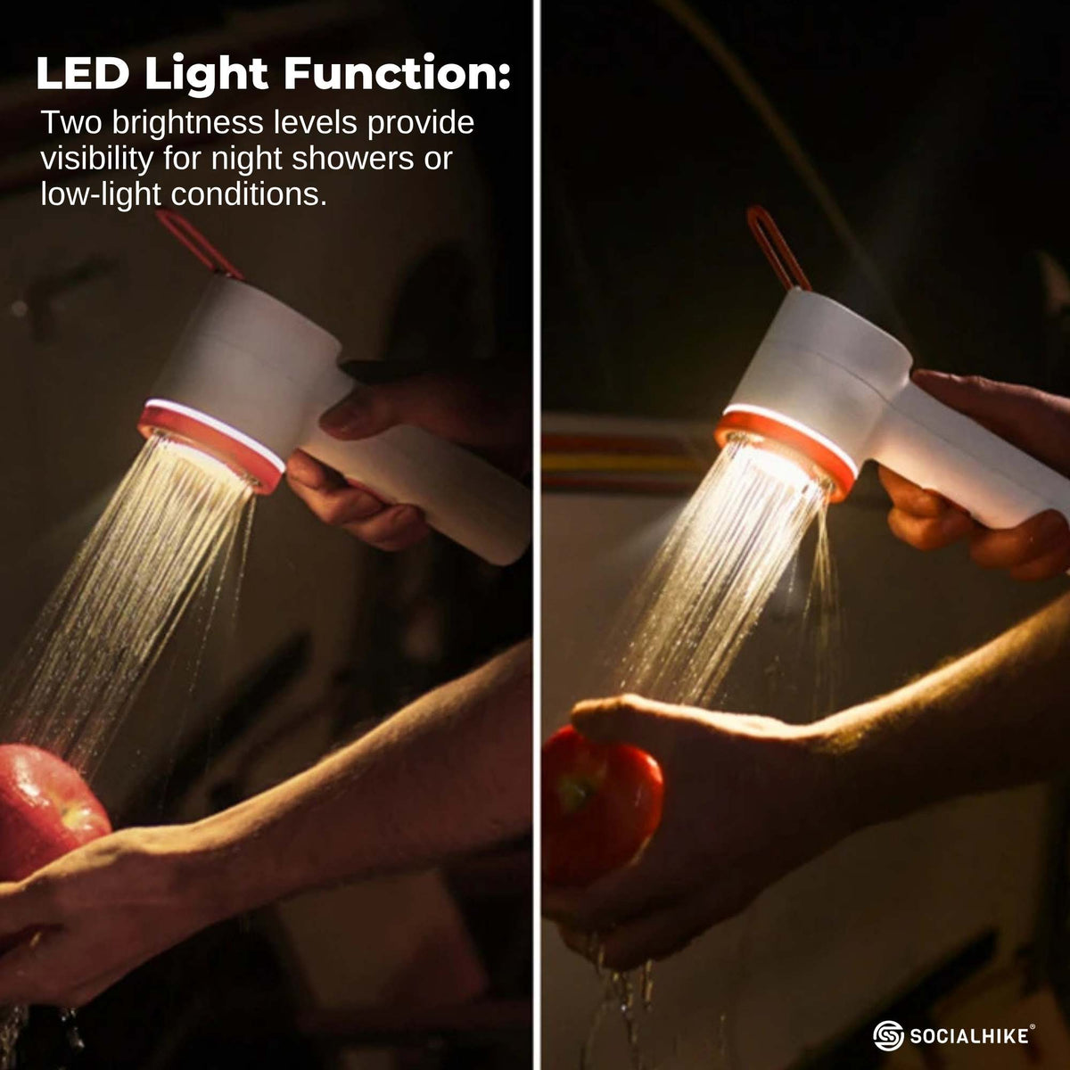 Portable Camping Shower Pump with LED Light - Social Hike, view 5