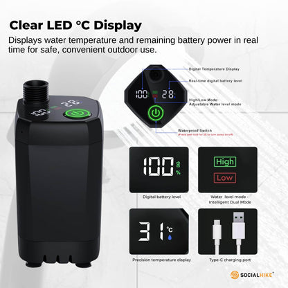 Portable Camping Shower Kit - Social Hike 6000mAh, view 3