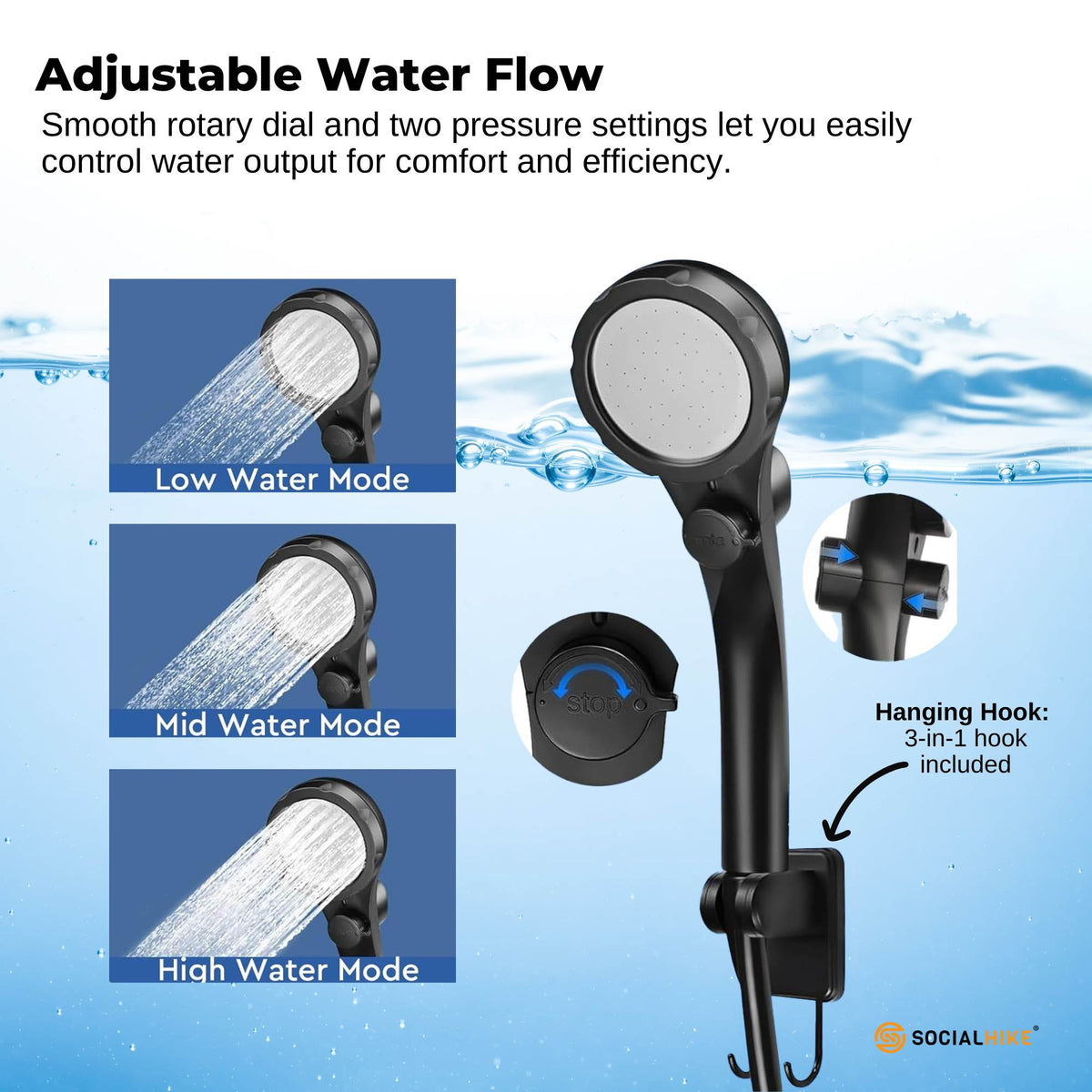 Portable Camping Shower Kit - Social Hike 6000mAh, view 5