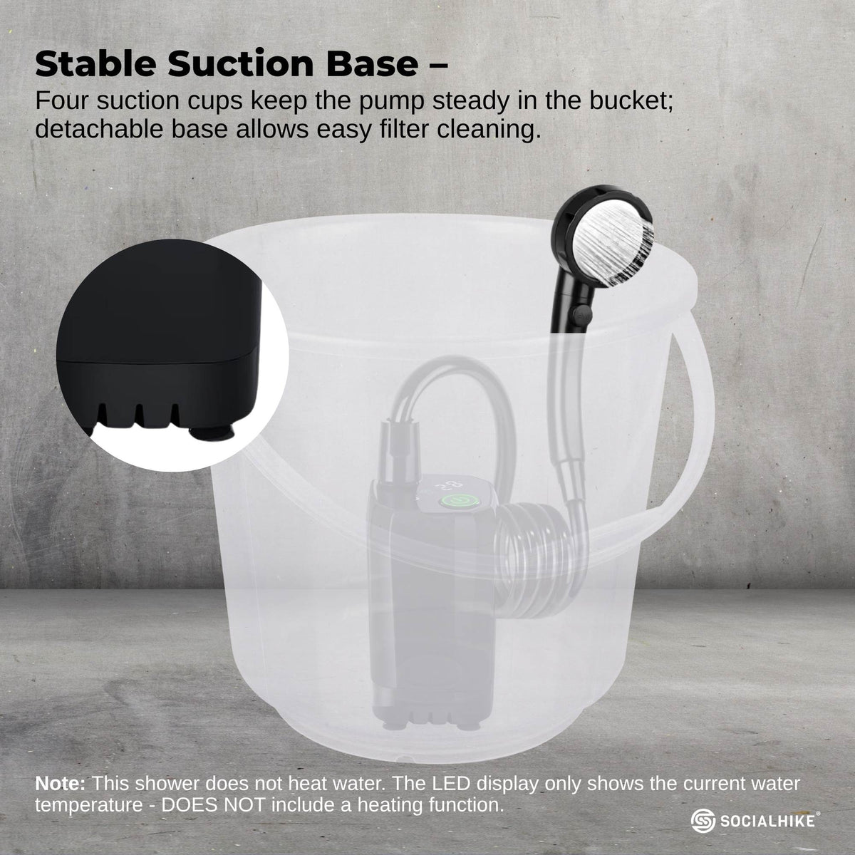 Portable Camping Shower Kit - Social Hike 6000mAh, view 8