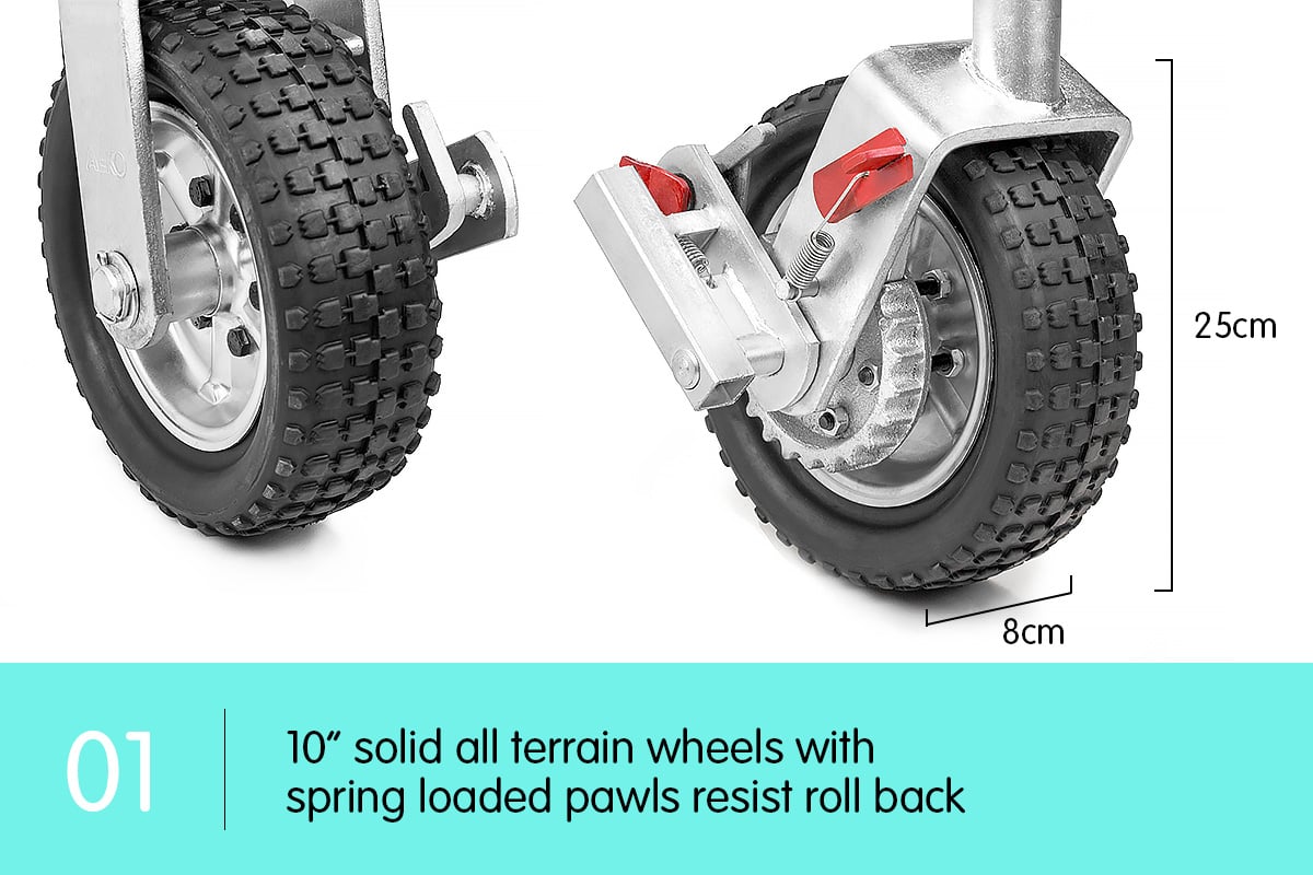 AL-KO 10in Ratchet Jockey Wheel Power Mover, view 3