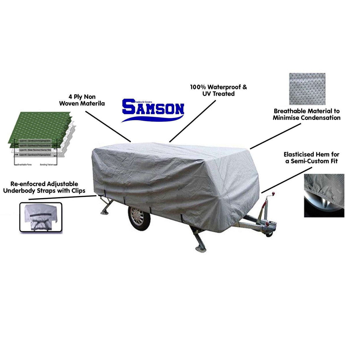 Heavy Duty Trailer Camper Cover 12-14ft, view 3