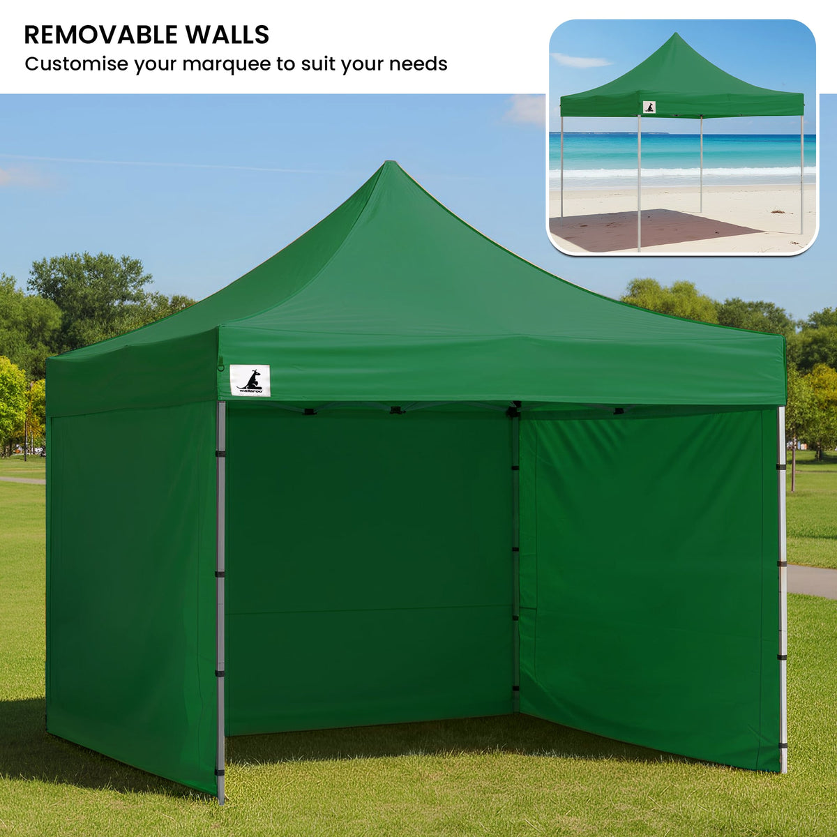 Wallaroo 3x3m Pop-Up Marquee with Walls - Green, view 7