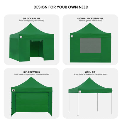 Wallaroo 3x3m Pop-Up Marquee with Walls - Green, view 12