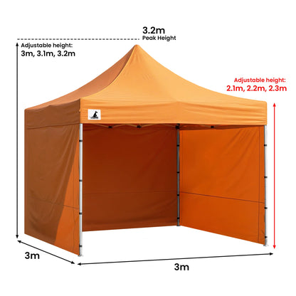 Wallaroo 3x3m Pop-Up Marquee with Walls - Orange, view 3