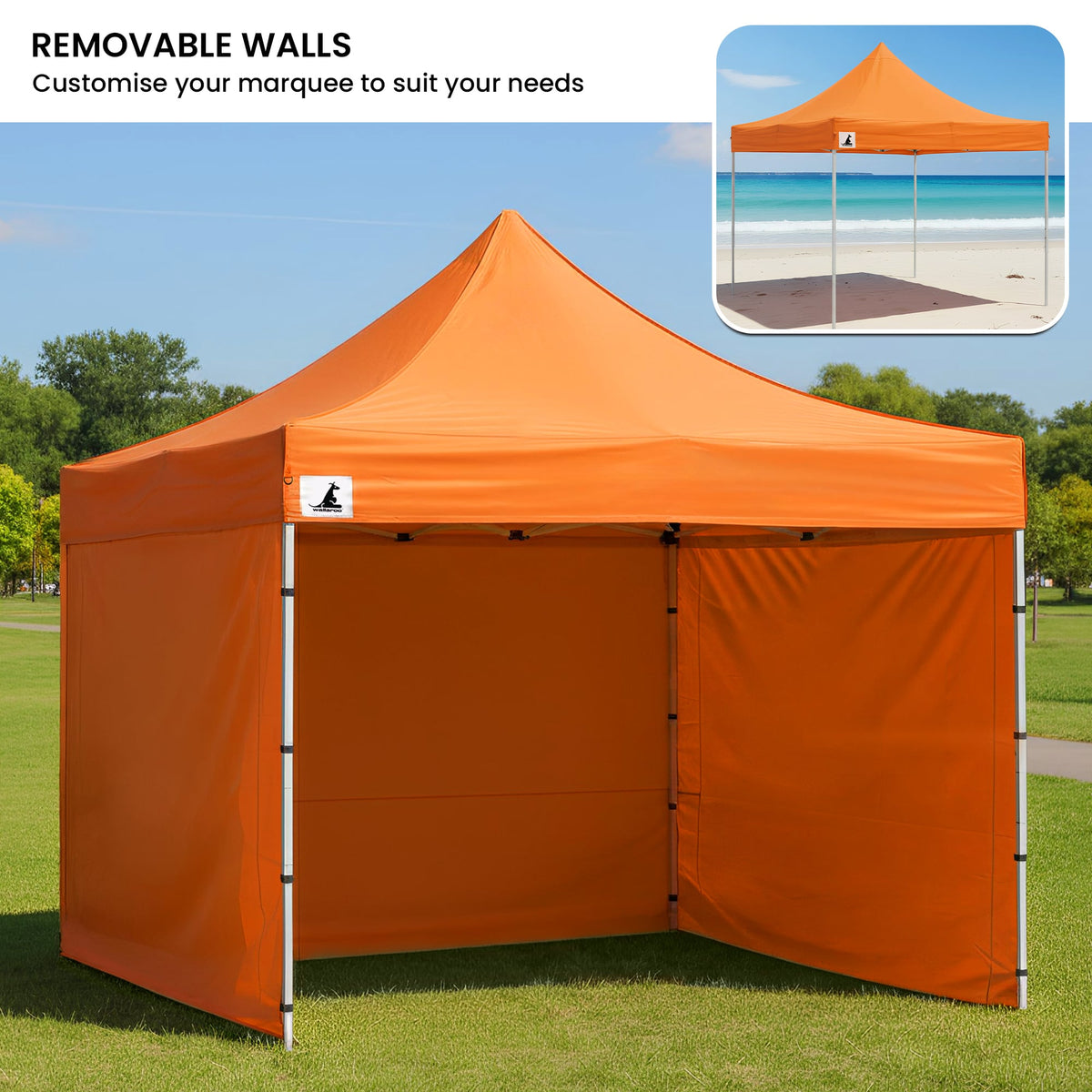 Wallaroo 3x3m Pop-Up Marquee with Walls - Orange, view 7