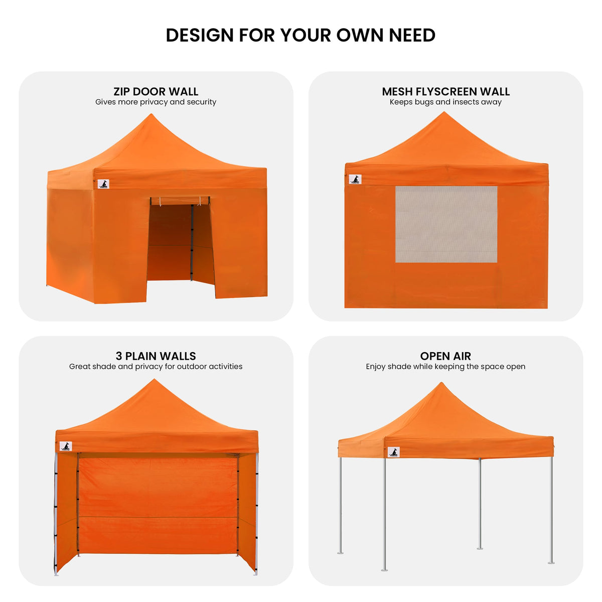 Wallaroo 3x3m Pop-Up Marquee with Walls - Orange, view 12