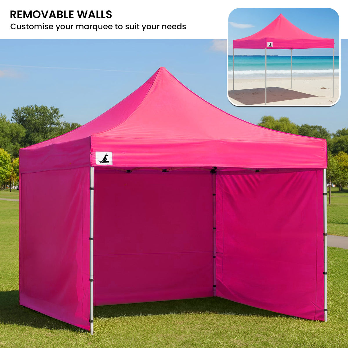 Wallaroo 3x3m Pop-Up Marquee with Walls - Pink, view 7