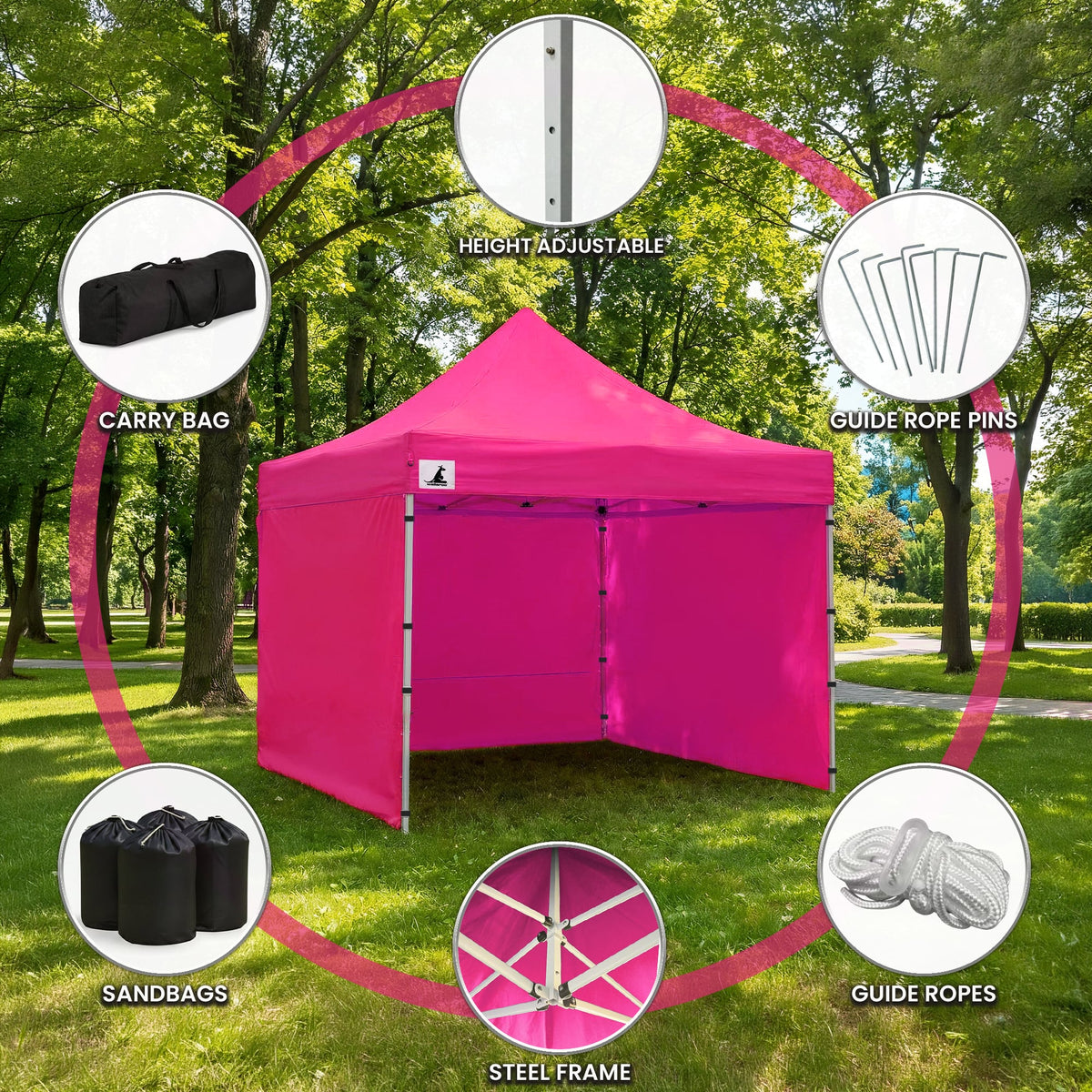 Wallaroo 3x3m Pop-Up Marquee with Walls - Pink, view 11