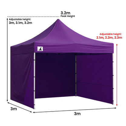 Wallaroo 3x3m Pop-Up Marquee with Walls – Purple, view 3