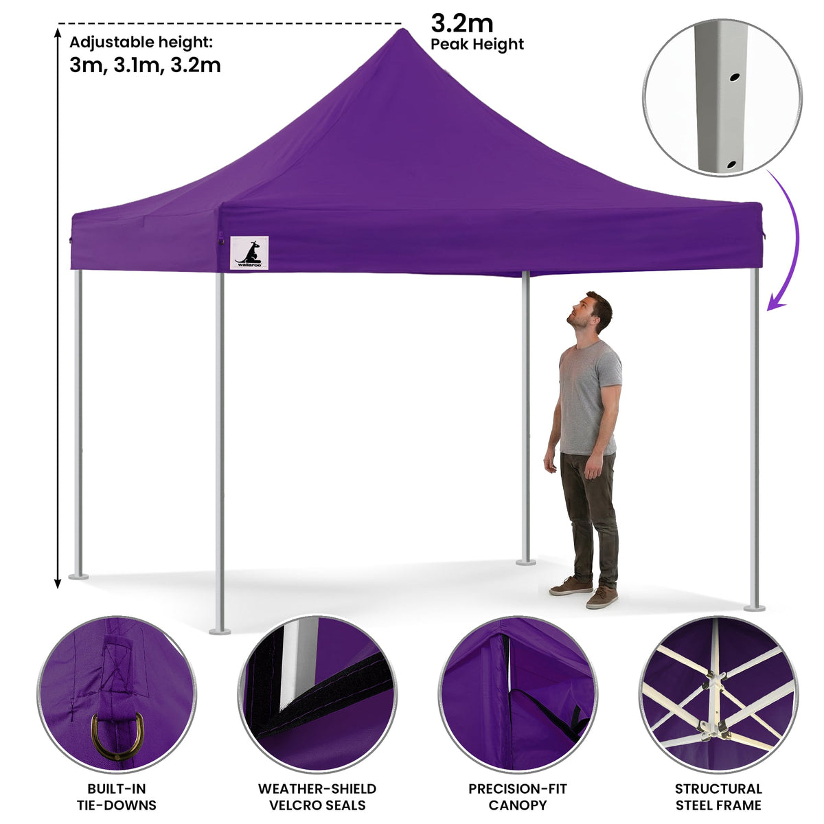 Wallaroo 3x3m Pop-Up Marquee with Walls – Purple, view 6