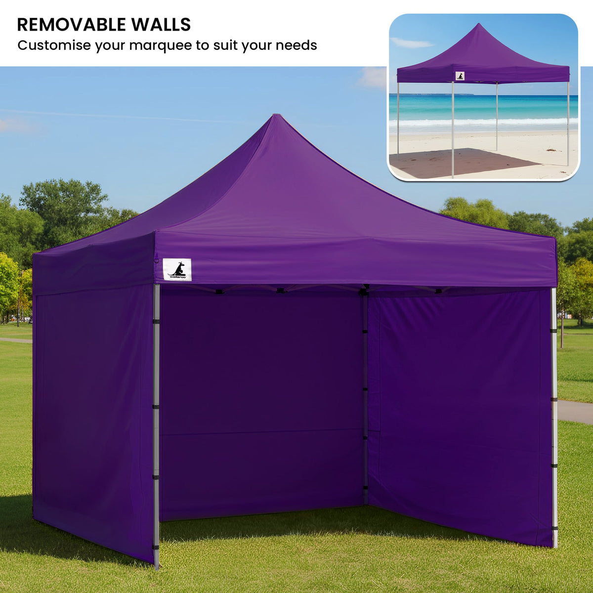 Wallaroo 3x3m Pop-Up Marquee with Walls – Purple, view 7