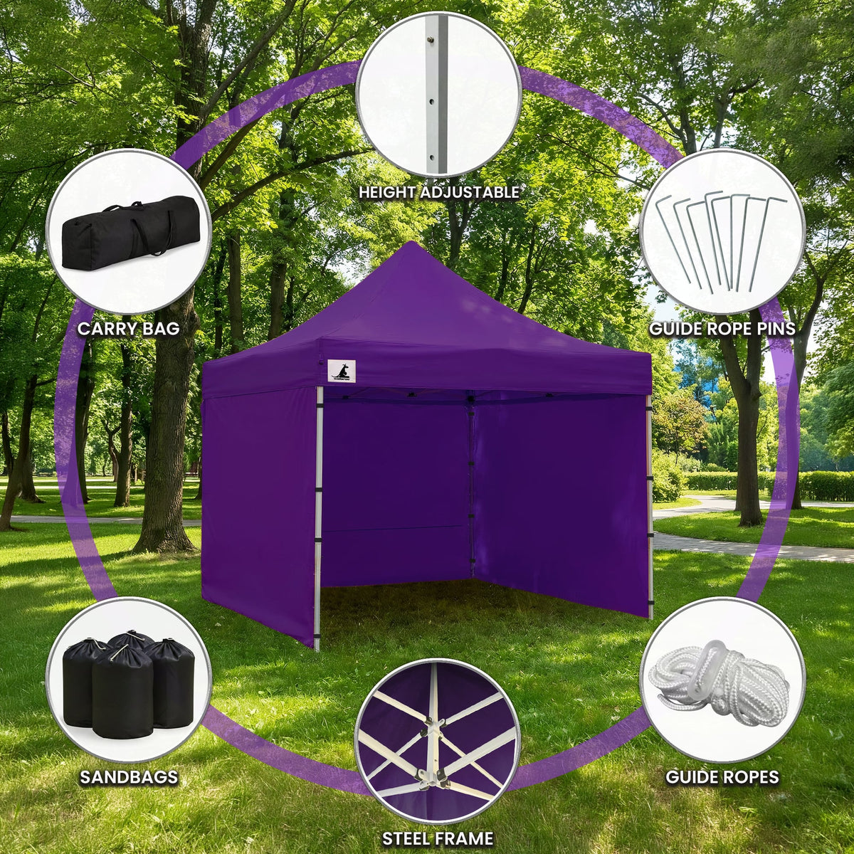 Wallaroo 3x3m Pop-Up Marquee with Walls – Purple, view 11
