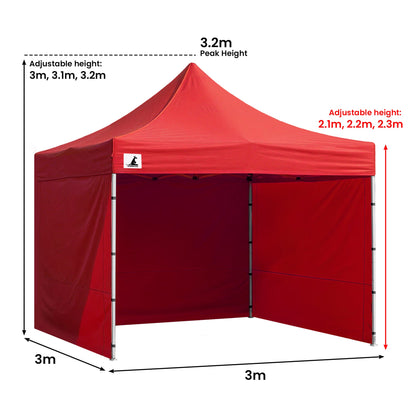 Wallaroo 3x3m Pop-Up Marquee with Walls - Red, view 3