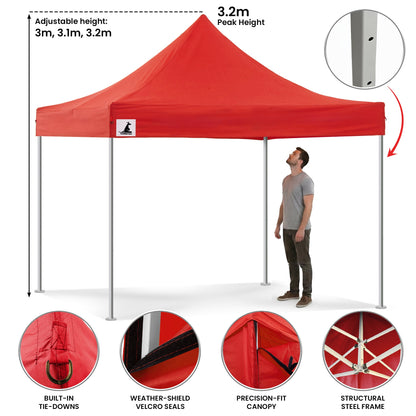 Wallaroo 3x3m Pop-Up Marquee with Walls - Red, view 6