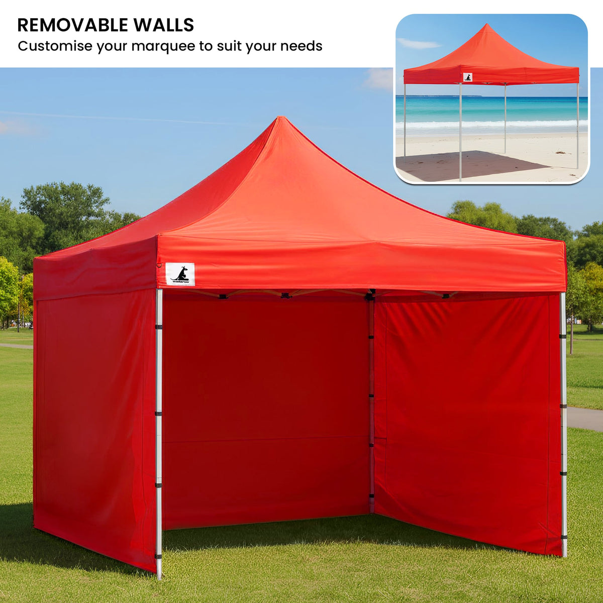 Wallaroo 3x3m Pop-Up Marquee with Walls - Red, view 7