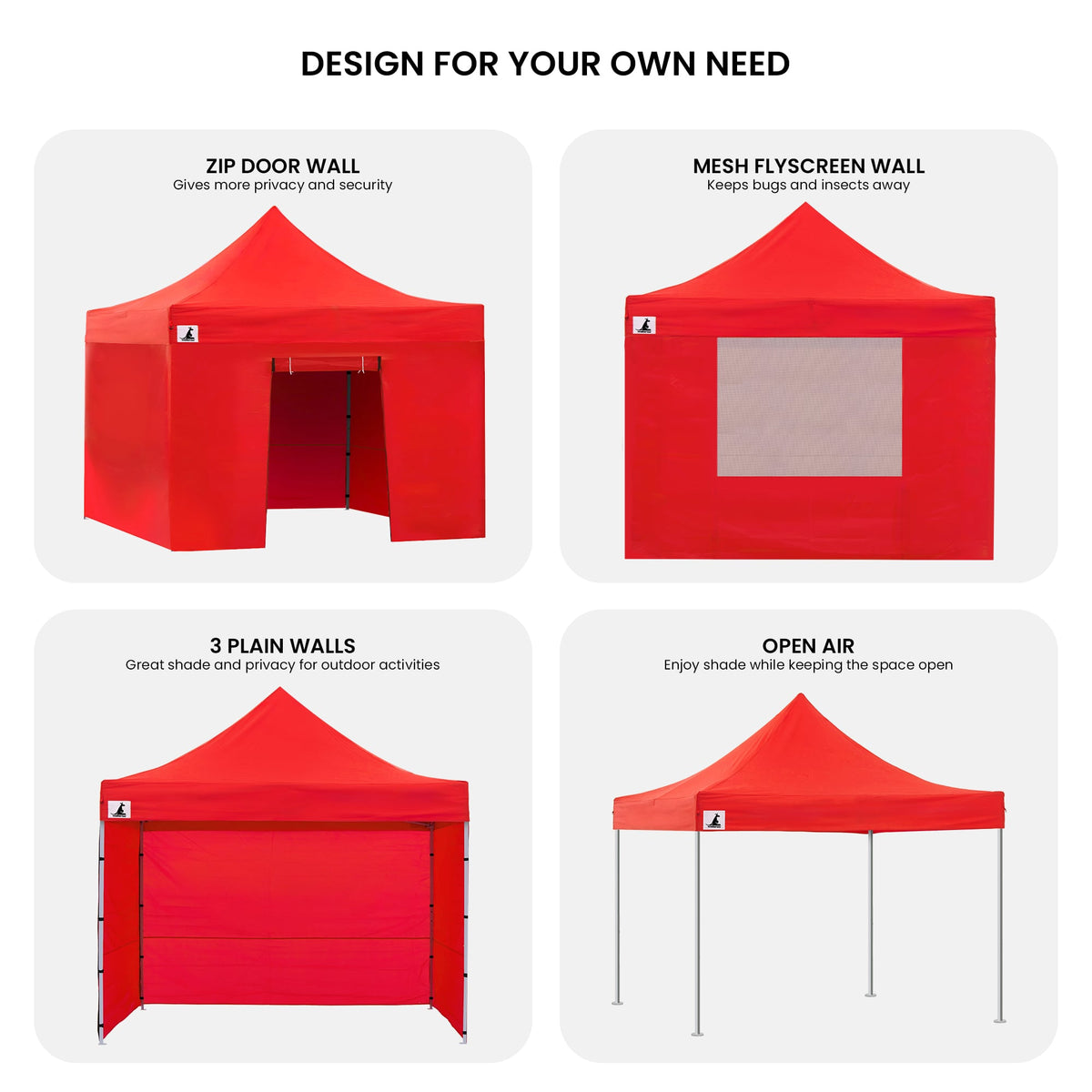 Wallaroo 3x3m Pop-Up Marquee with Walls - Red, view 12