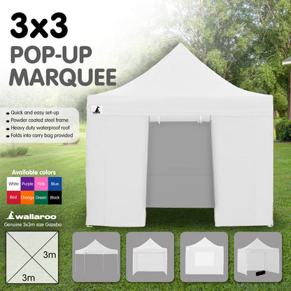 3x3m Pop-Up Marquee with Walls – Wallaroo White, view 2