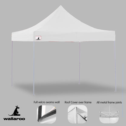 3x3m Pop-Up Marquee with Walls – Wallaroo White, view 5