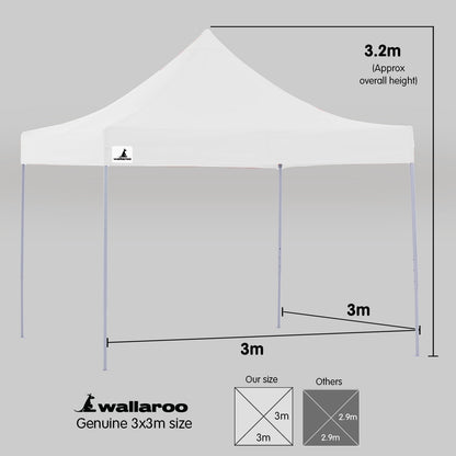 3x3m Pop-Up Marquee with Walls – Wallaroo White, view 8