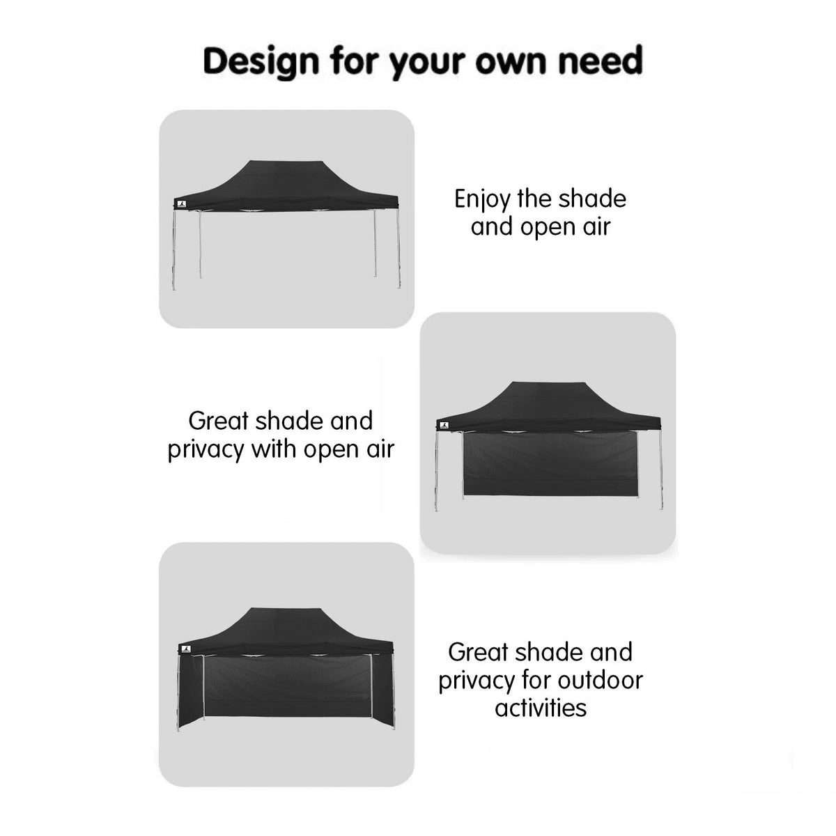 Wallaroo 3x4.5m Pop-Up Marquee with Walls - Black, view 10