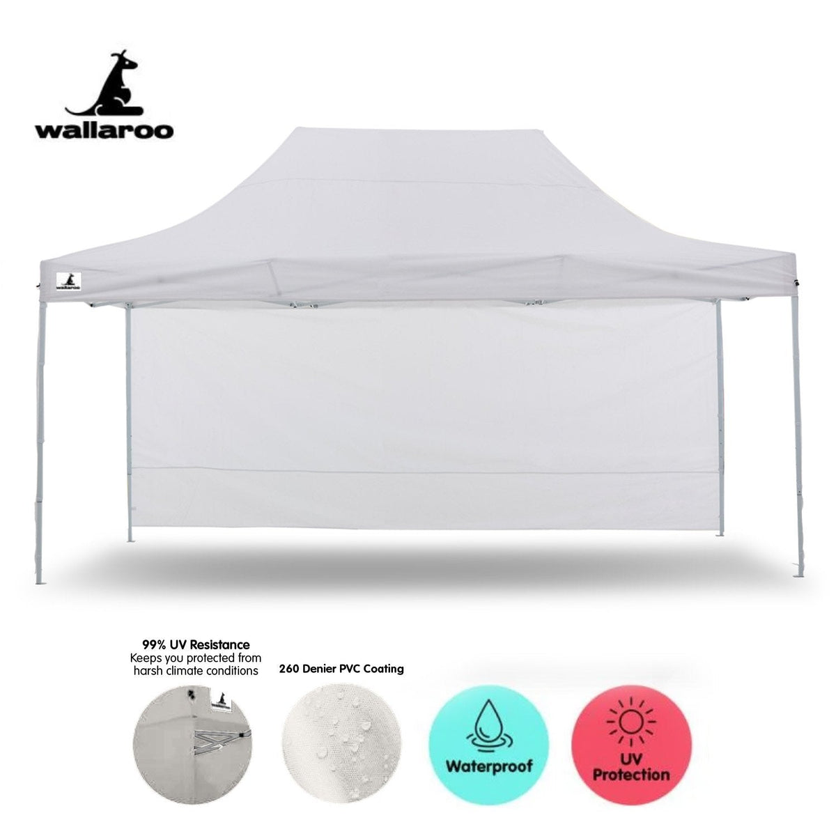 3x4.5m Pop-Up Marquee with 5 Walls – White, view 3