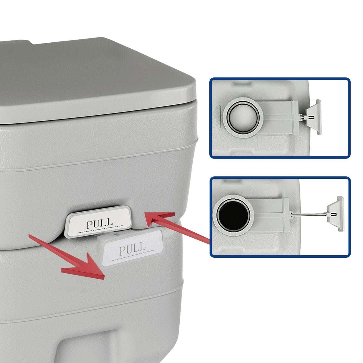 20L Portable Toilet with Press Flush Pump – Wallaroo, view 11