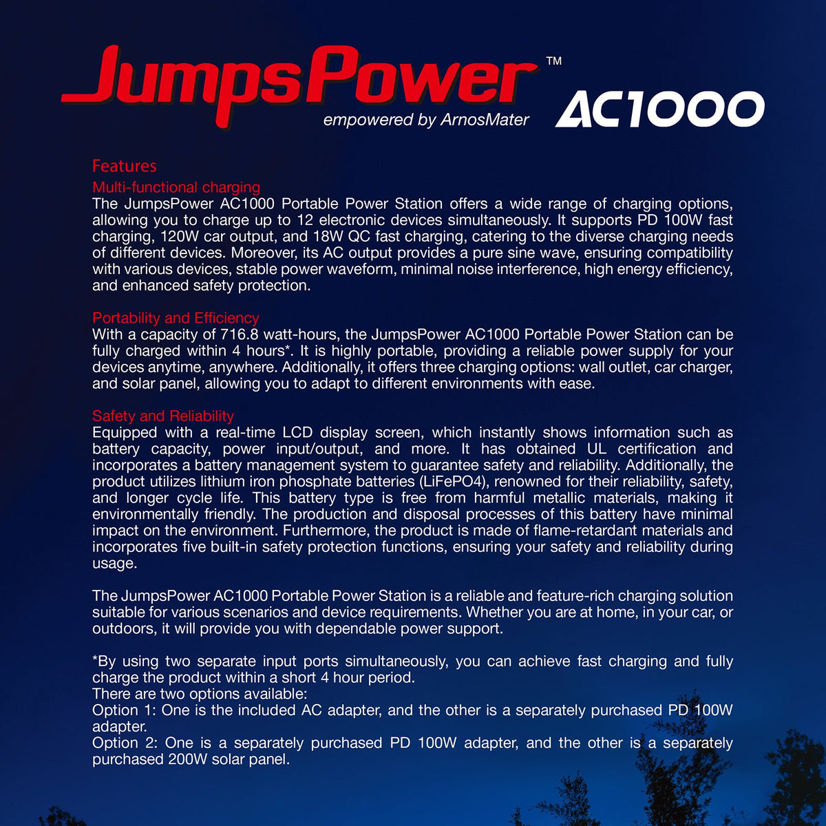 Portable Power Station 1000W 716Wh - JumpsPower AC1000, view 4