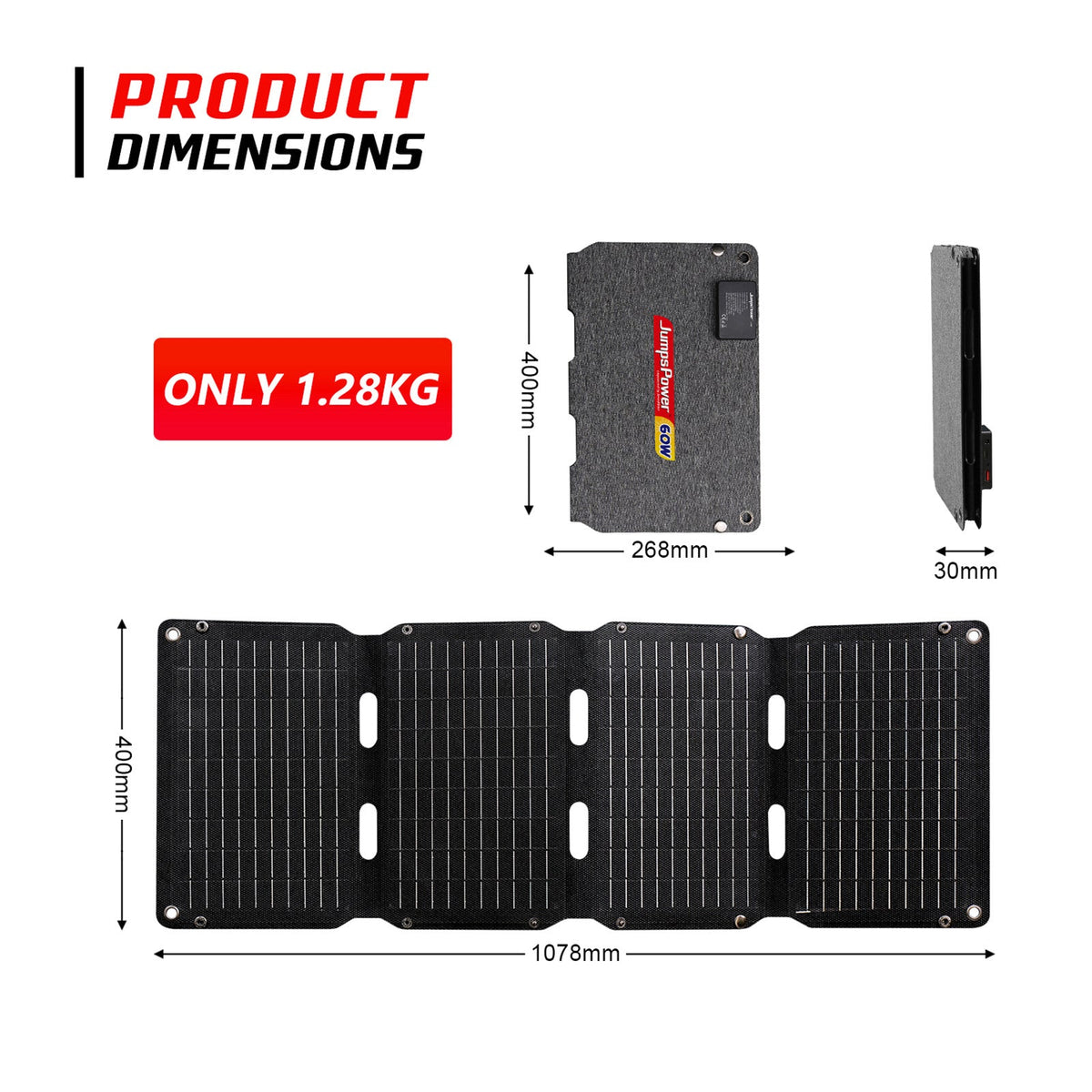 JumpsPower 60W Foldable Solar Panel, view 12