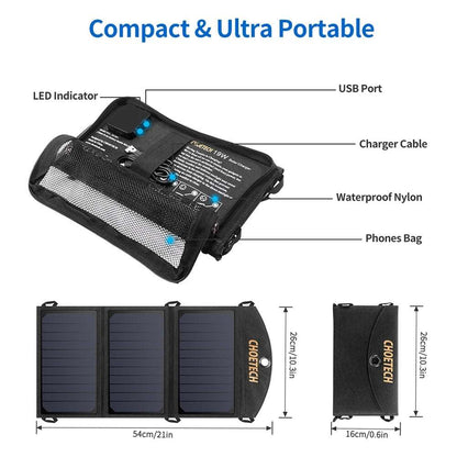 CHOETECH 19W Portable Solar Panel Charger, view 2
