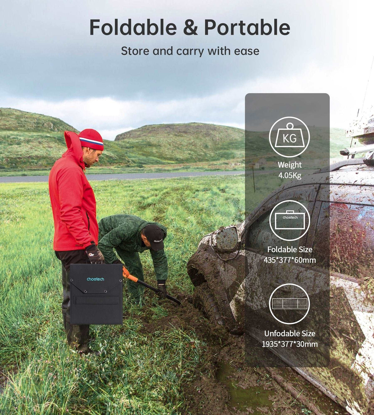 CHOETECH SC009 100W Foldable Solar Charger, view 5