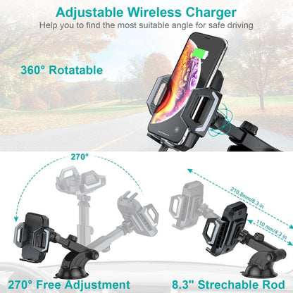 CHOETECH 15W Wireless Car Charging Dock, view 5