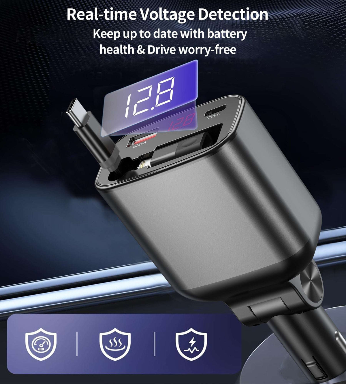 CHOETECH TC0033 105W 3-Port Car Charger, view 7