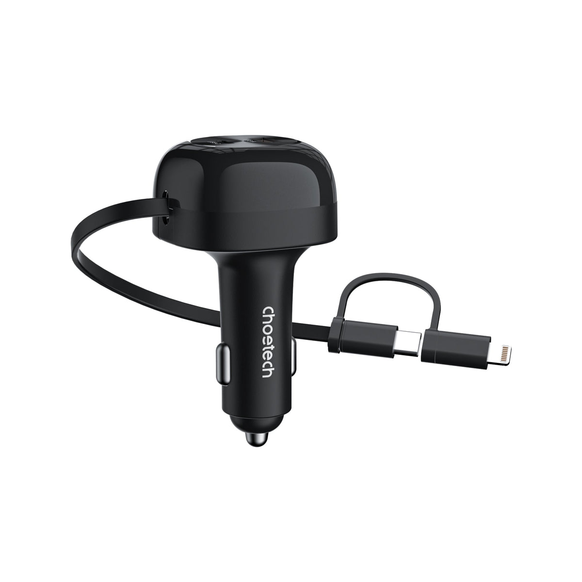 CHOETECH 75W Car Charger with Retractable Cable, view 2