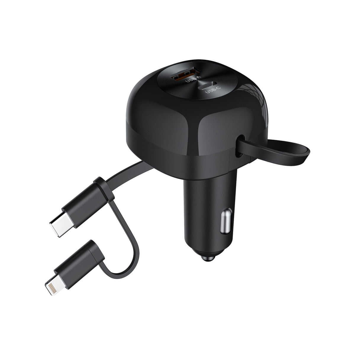 CHOETECH 75W Car Charger with Retractable Cable, view 3