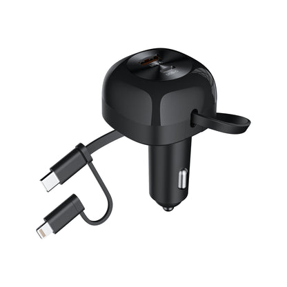 CHOETECH 75W Car Charger with Retractable Cable, view 3