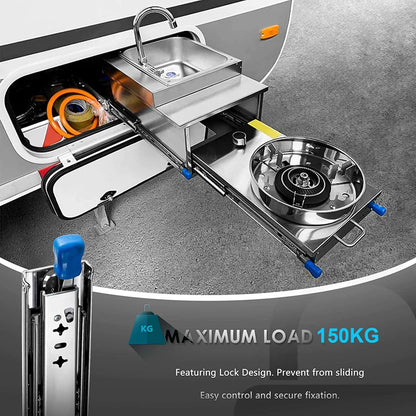 Heavy Duty Locking Drawer Slides 26in 150kg Pair, view 7