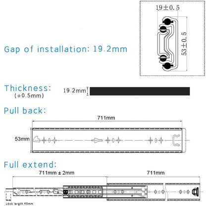 Heavy Duty Locking Drawer Slides 28in 150kg Pair, view 3