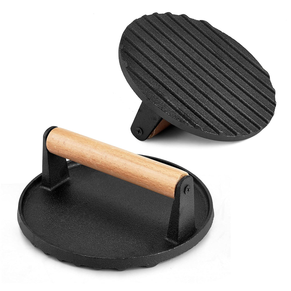 Cast Iron Grill Press – Pre-Seasoned Burger & Steak Griddle Press, view 4