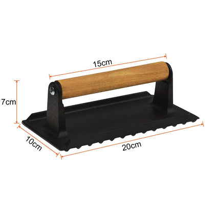 Cast Iron Burger & Steak Grill Press – Rectangular, view 2