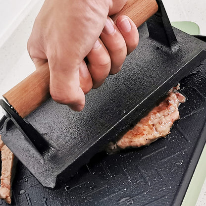 Cast Iron Burger & Steak Grill Press – Rectangular, view 4