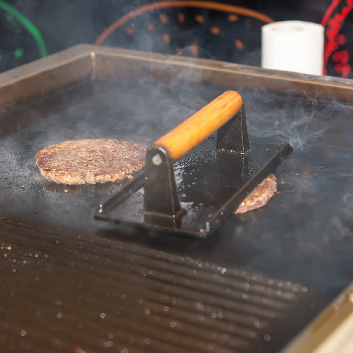 Cast Iron Burger & Steak Grill Press – Rectangular, view 5